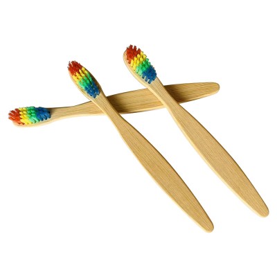 Rainbow Wooden Toothbrush Eco-Friendly Bamboo Soft Fibre Teeth Brush Set